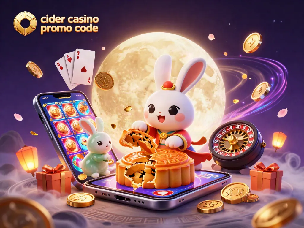 Play with the cider casino promo code and win exciting rewards in this vibrant casino-themed illustration.