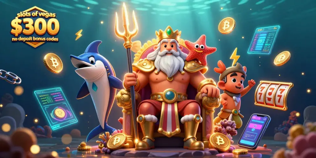 Experience the excitement of slots of vegas $300 no deposit bonus codes with vibrant casino-themed 3D illustration.