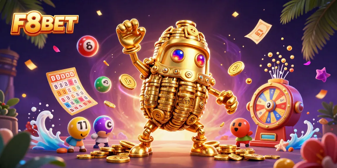 Engage with F8BET's vibrant gaming world where ancient golden golems and lottery elements create winning excitement.