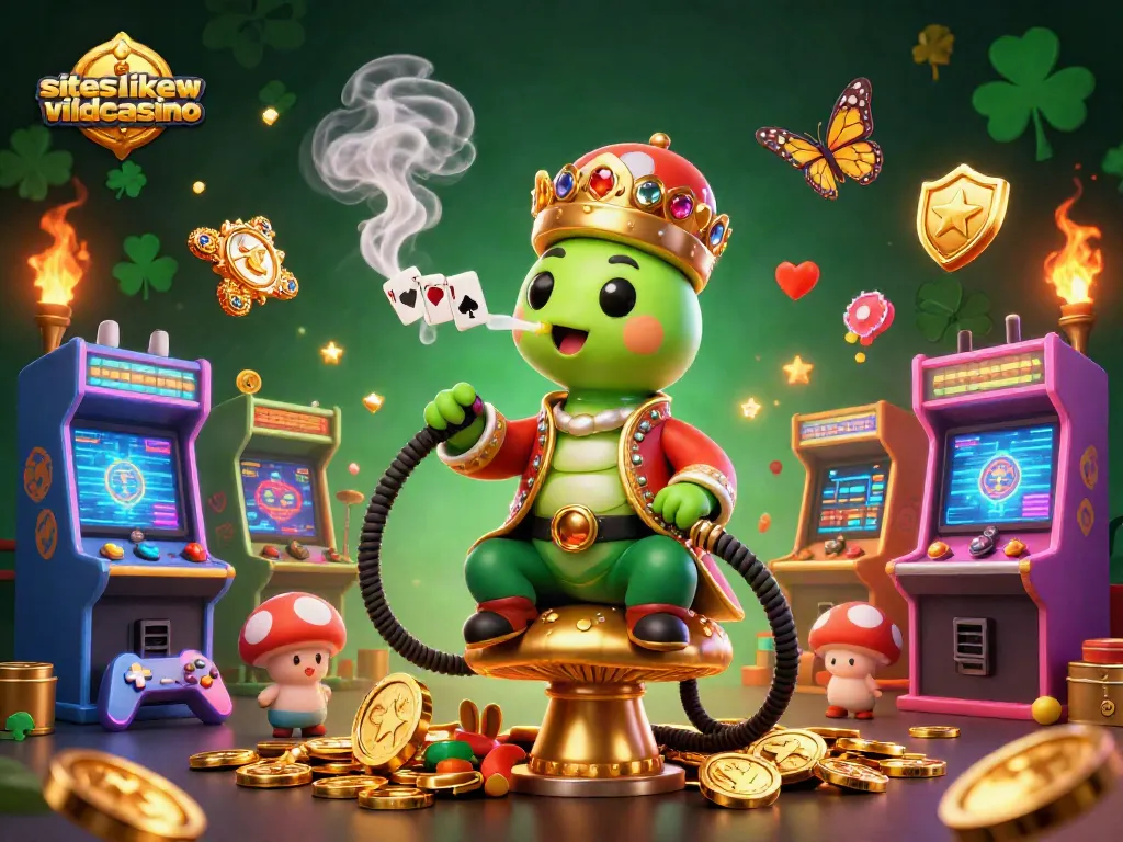 Experience thrilling games with siteslikewildcasino's vibrant 3D casino scene featuring unique characters and gaming elements.
