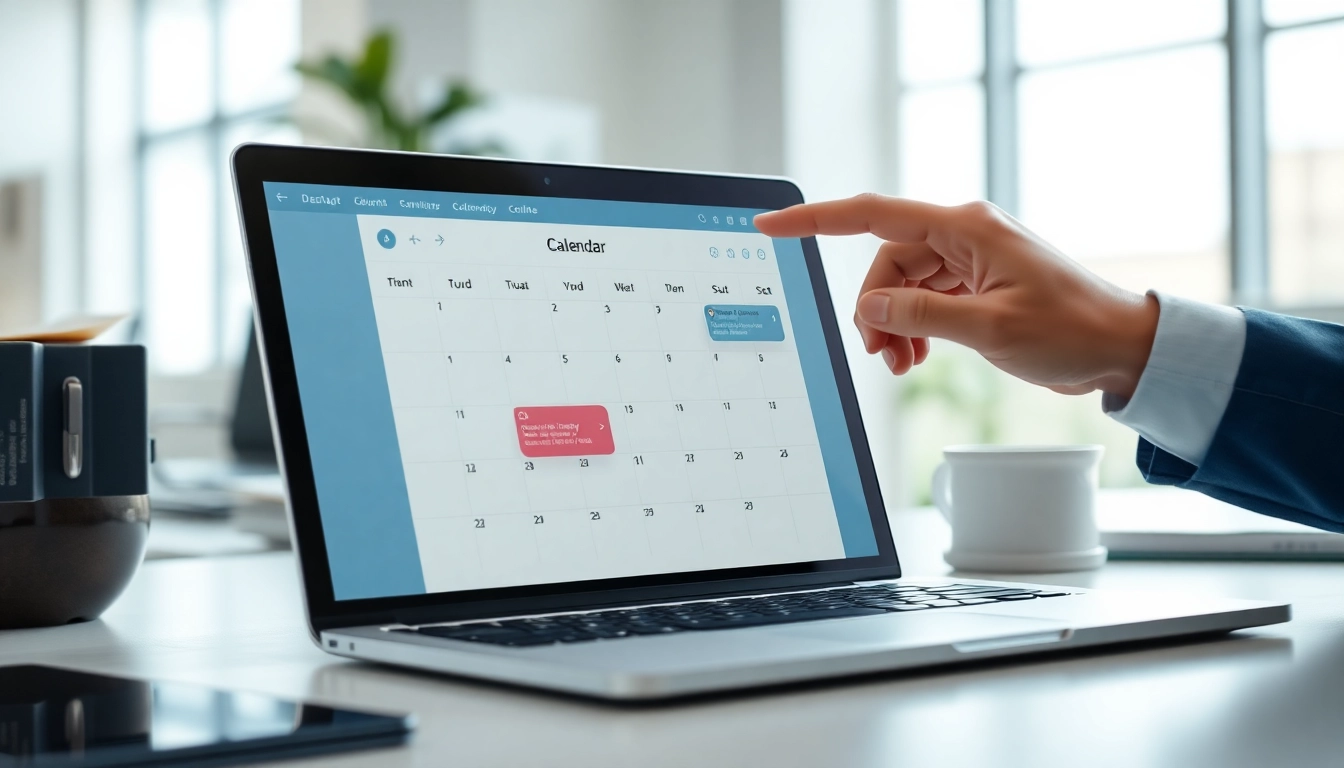 Fix calendar conflicts automatically with user engaged in digital scheduling at their workspace.
