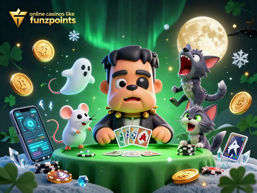 Play thrilling games at online casinos like funzpoints with a cartoon bulldog dealer and vibrant crypto elements.