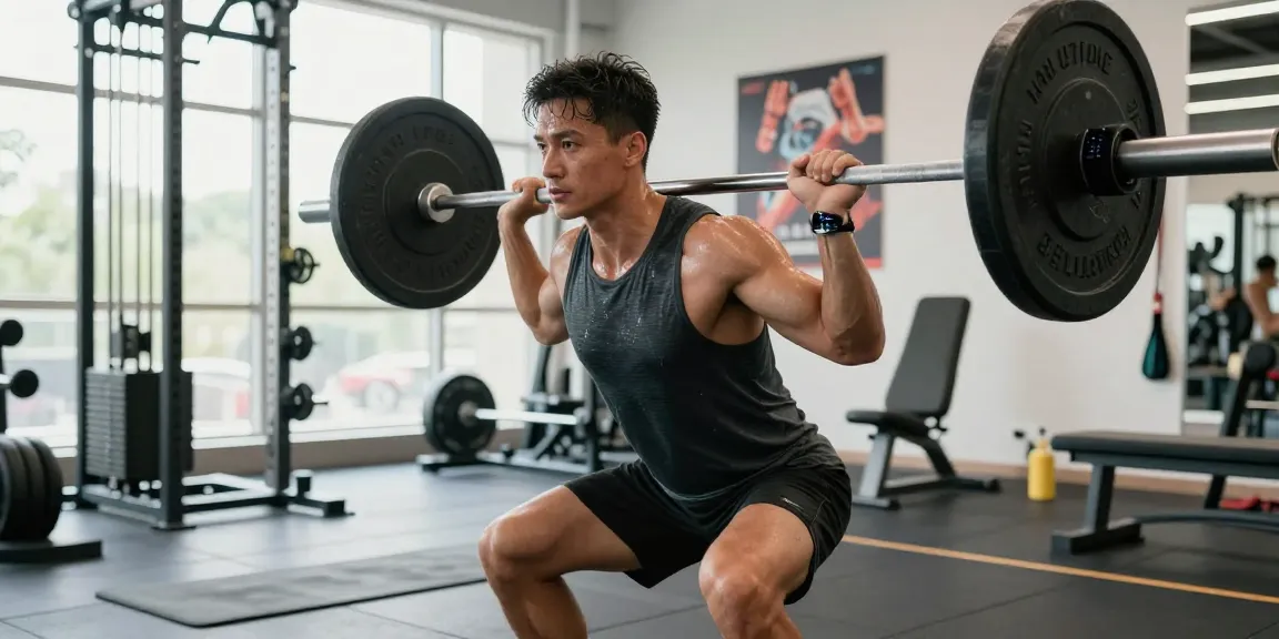 Dynamic weightlifting session at Somatrop Steroid Shop fitness gym, showcasing dedication and energy in a bright environment.