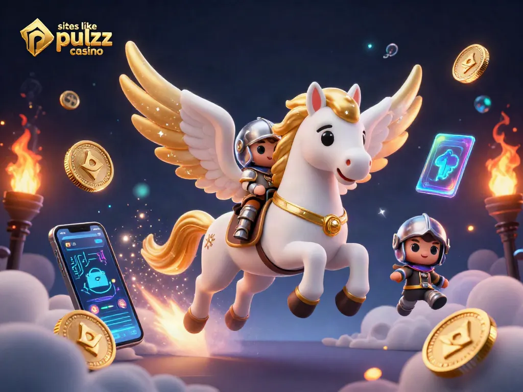 Play games like sites like pulsz casino with fun 3D elements featuring a celestial scene.