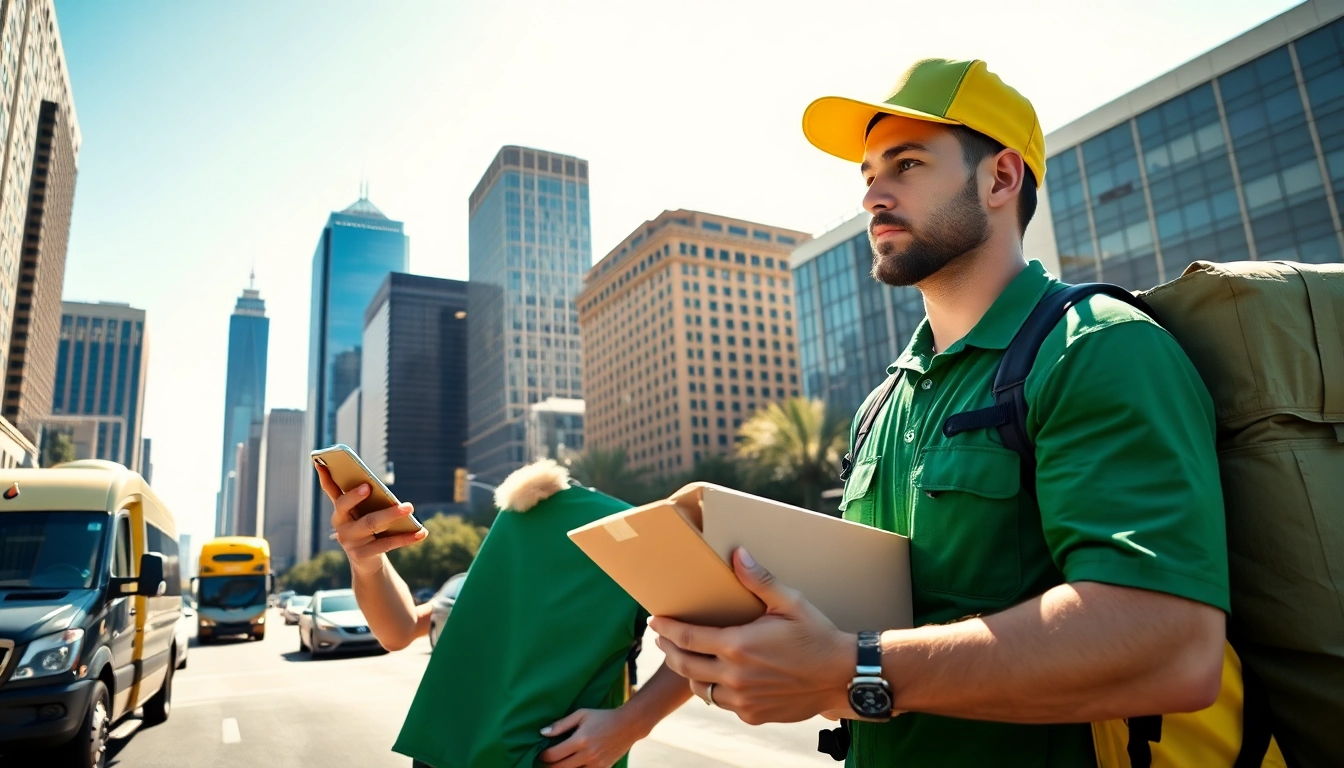Local delivery service Phoenix AZ with a driver navigating city streets, emphasizing speed and efficiency.