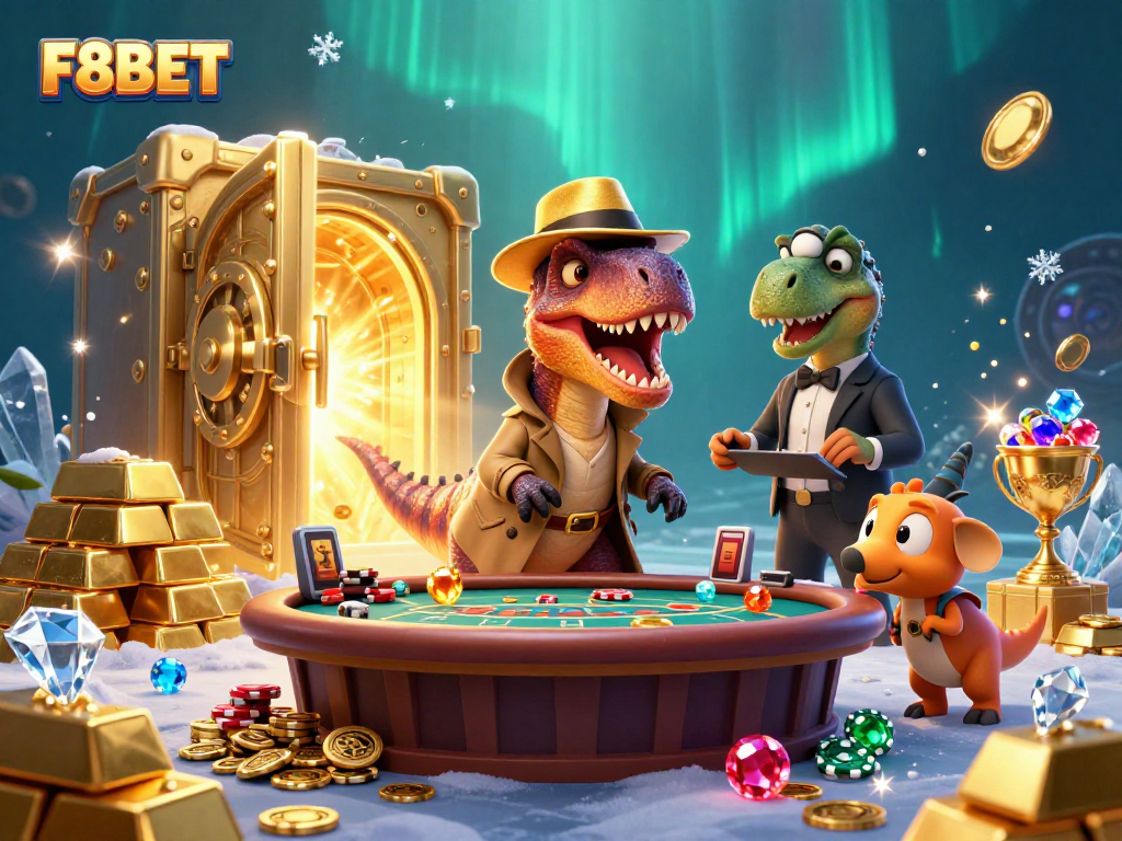 Experience thrilling gameplay at F8BET with animated characters in a vibrant casino setting.