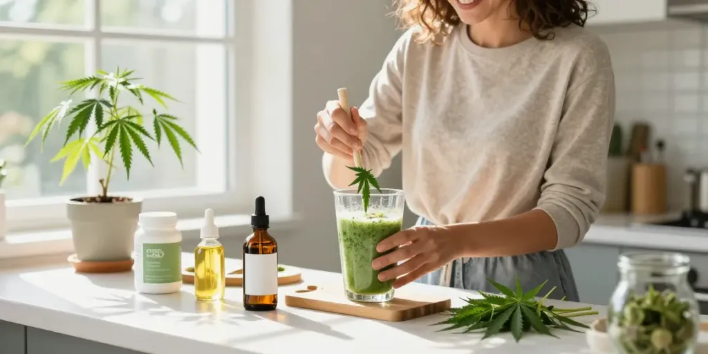 sg lana CBD oil ready for wellness journey in bright kitchen