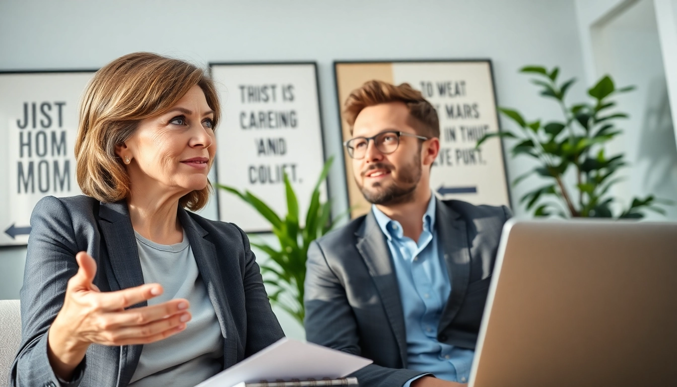 Engage in Career Coaching with a professional coach guiding a client in a warm environment.