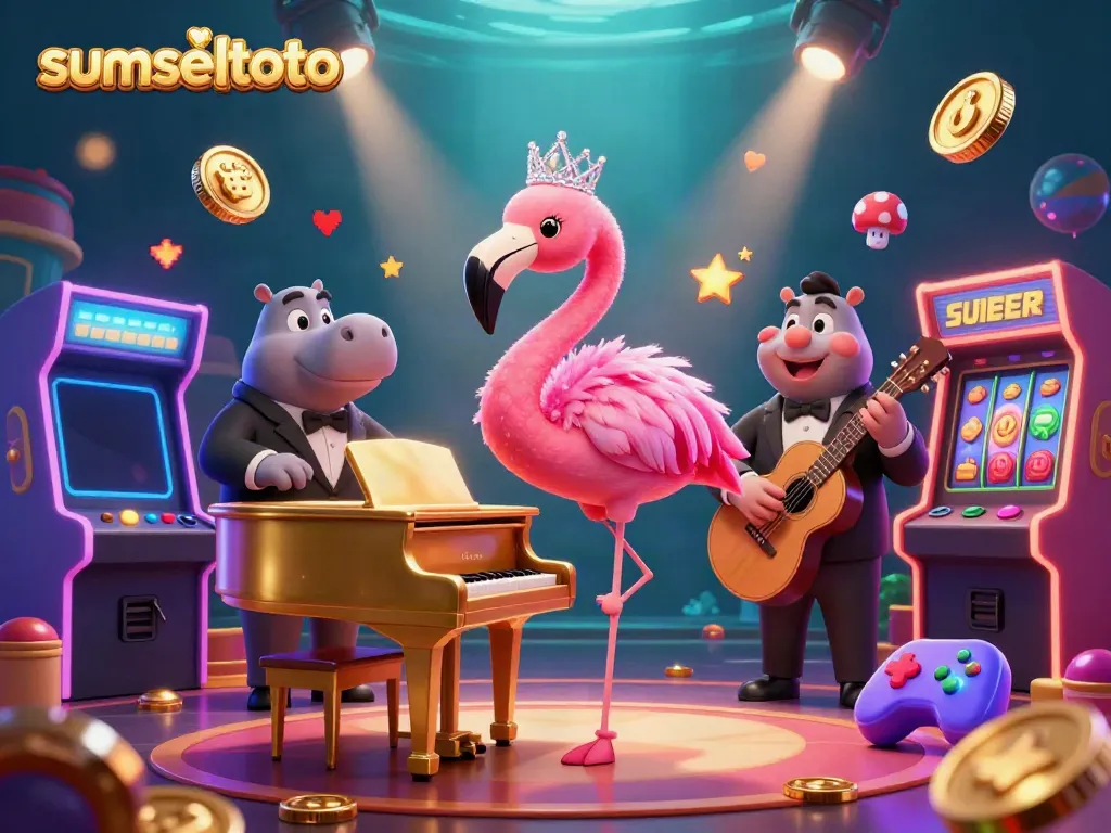 Experience winning with sumseltoto in a vibrant casino scene featuring animated characters.