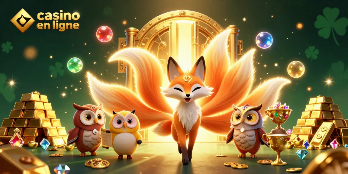 Jouez sur un casino en ligne et découvrez une scène magique avec un renard à neuf queues et un hibou sage.