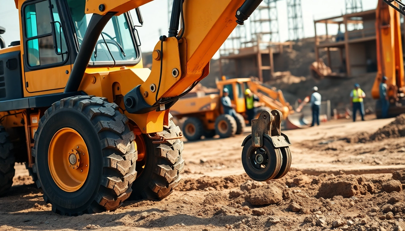 Show a gradal excavator working on a construction site with intricate machinery details.