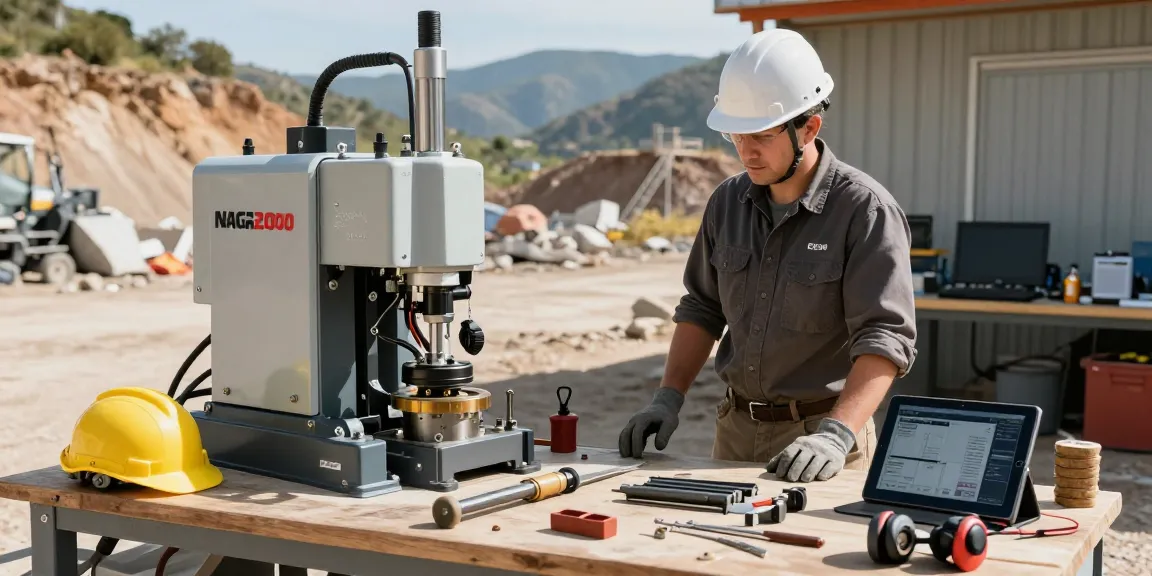 NAGA2000 tools showcased in an industrial gold mining workspace with operator inspecting machinery and digital monitoring equipment.