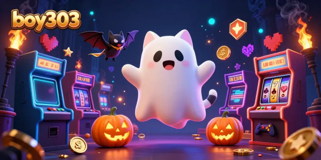 Experience thrilling gameplay with boy303 as a ghost cat and bat explore a haunted casino mansion.