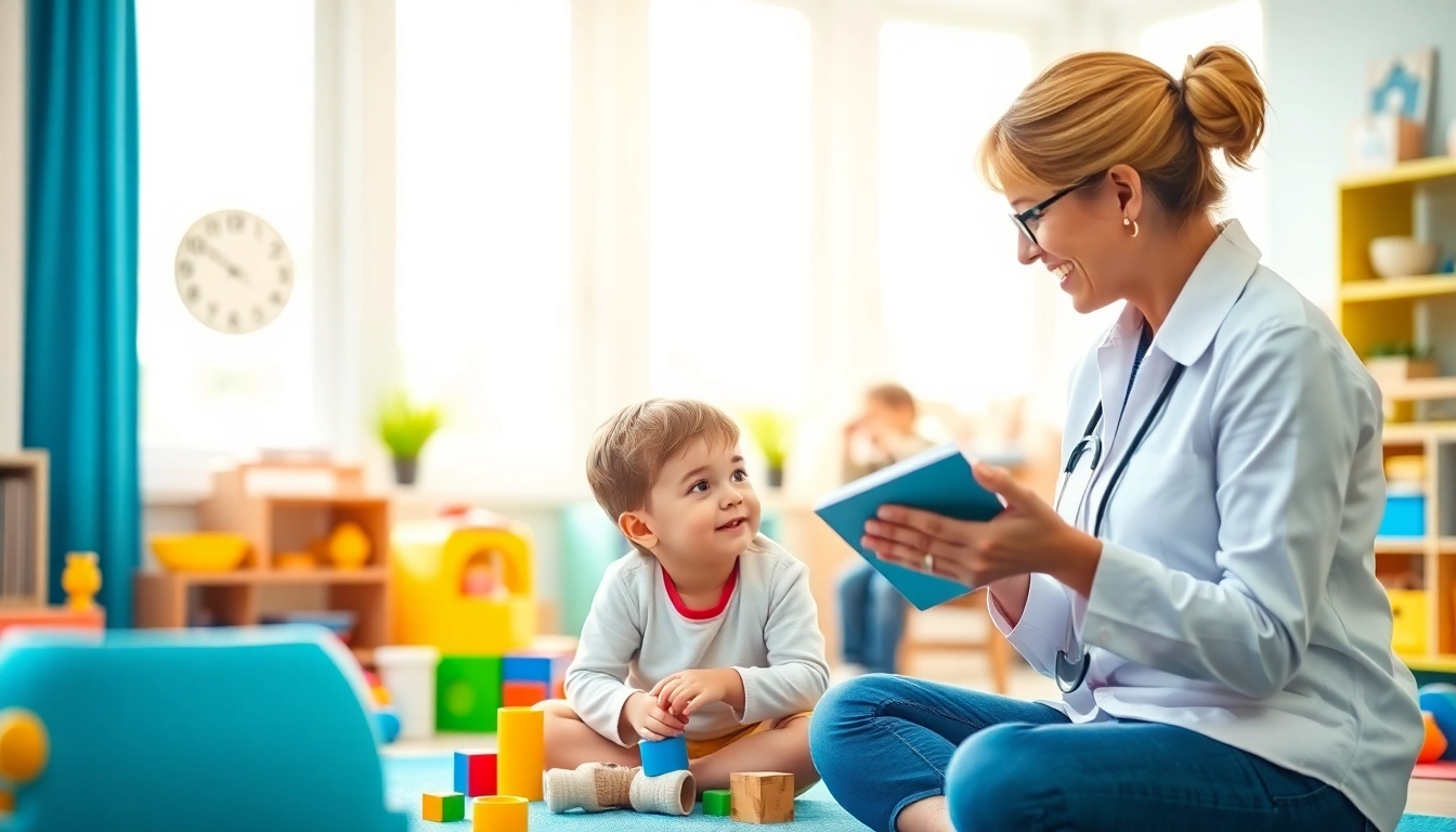 Engaging ABA therapy for kids session in a colorful therapy room promoting interaction.