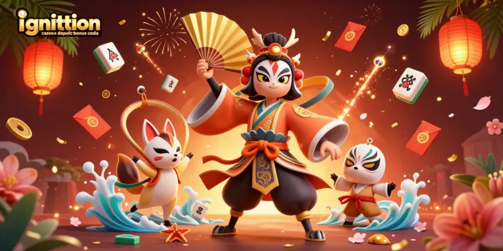 Engage with the ignition casino no deposit bonus code in this vibrant 3D digital illustration showcasing thrilling casino elements.