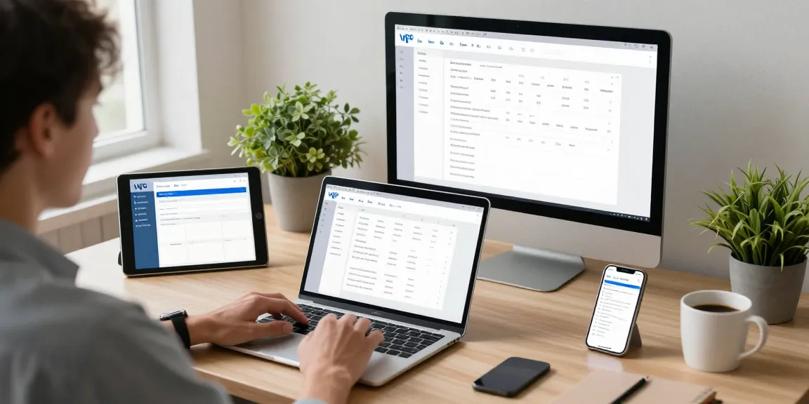 使用 WPS Office 下载进行文档同步的专业办公场景,展示多设备协同工作的高效环境。