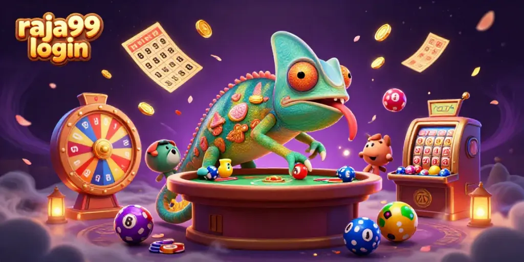 Experience excitement with raja99 login amidst vibrant casino-themed graphics and dynamic gaming elements.